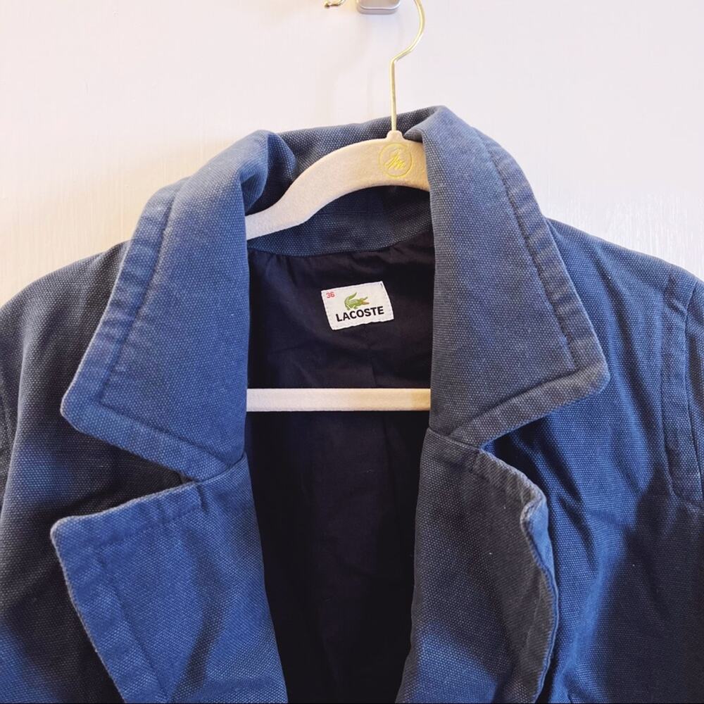 Lacoste Blue Cotton Double-Breasted Blazer - Picture 2 of 13
